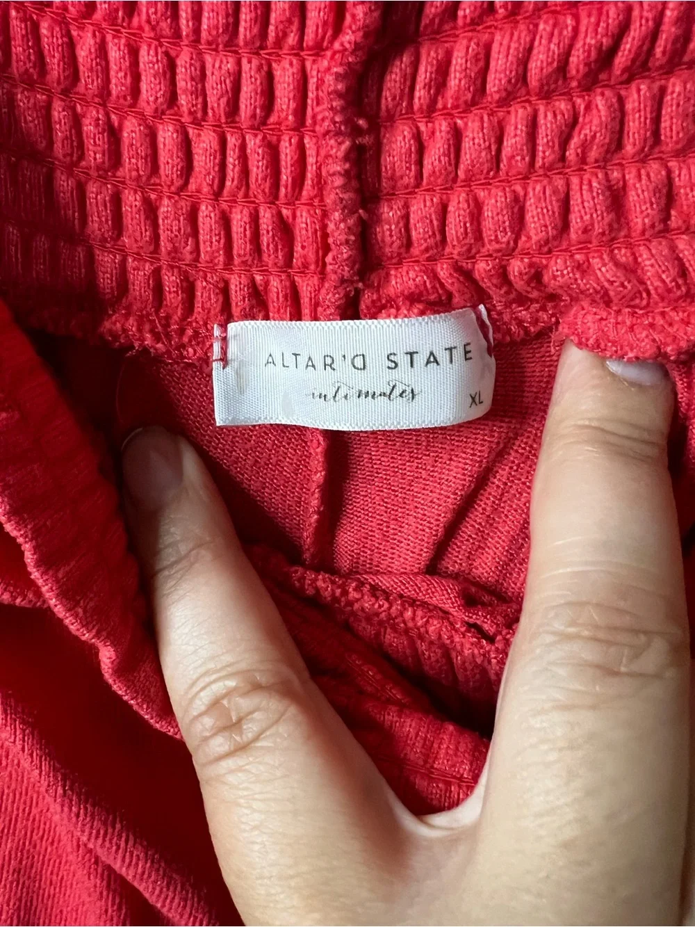 Altar’d State Intimates Red Orange Smocked Waist Lounge Shorts